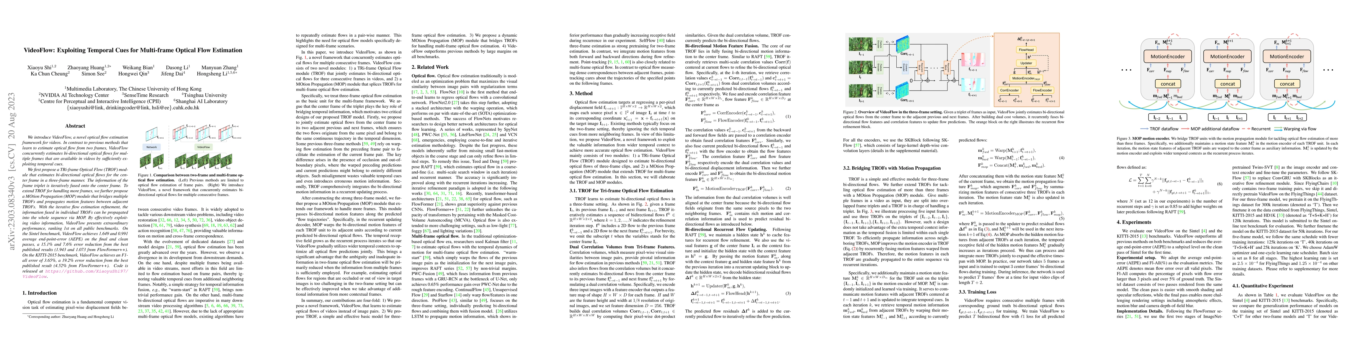 Thumbnail for VideoFlow: Exploiting Temporal Cues for Multi-frame Optical Flow
  Estimation