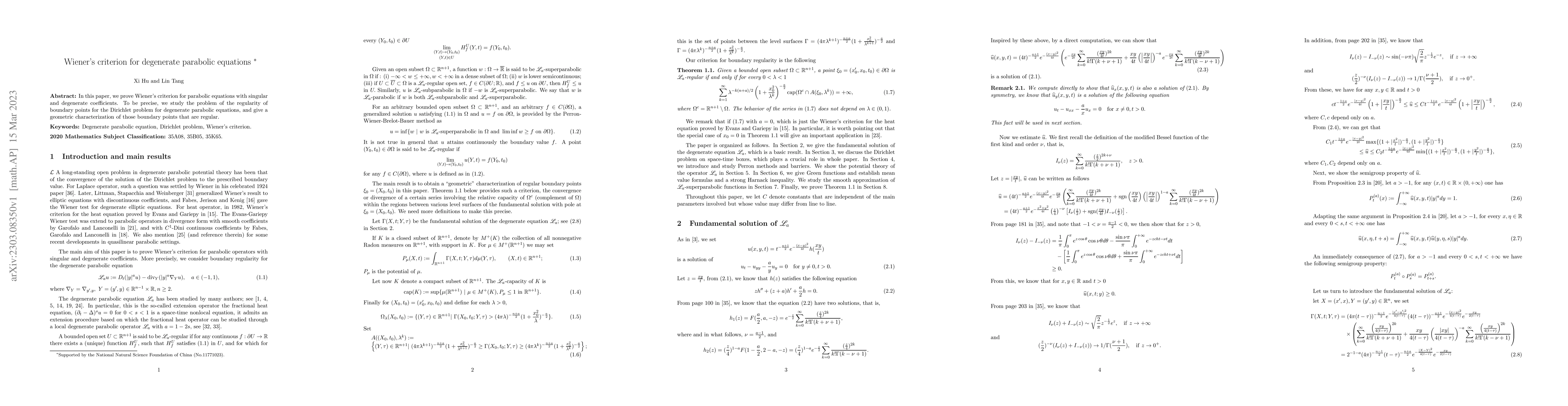 Thumbnail for Wiener's criterion for degenerate parabolic equations