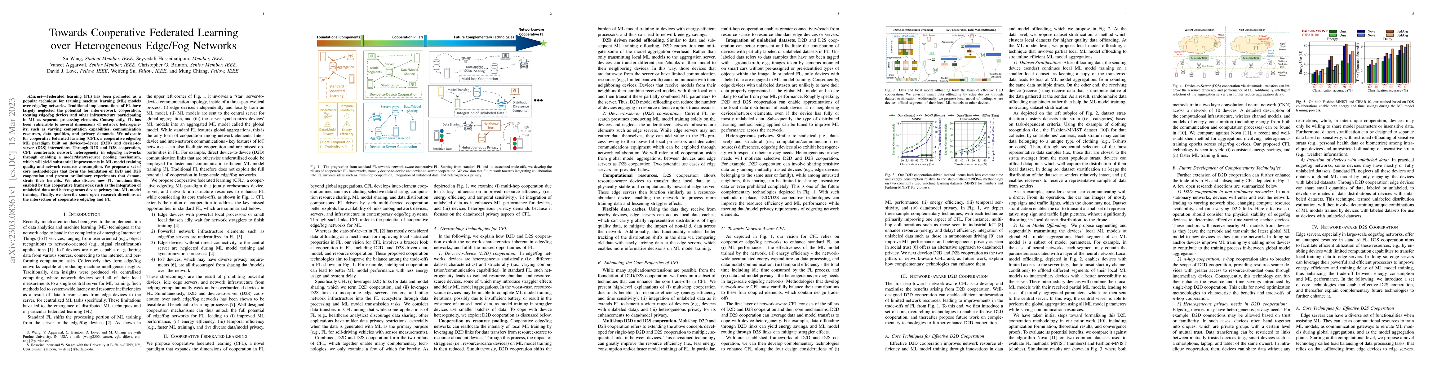 Thumbnail for Towards Cooperative Federated Learning over Heterogeneous Edge/Fog
  Networks