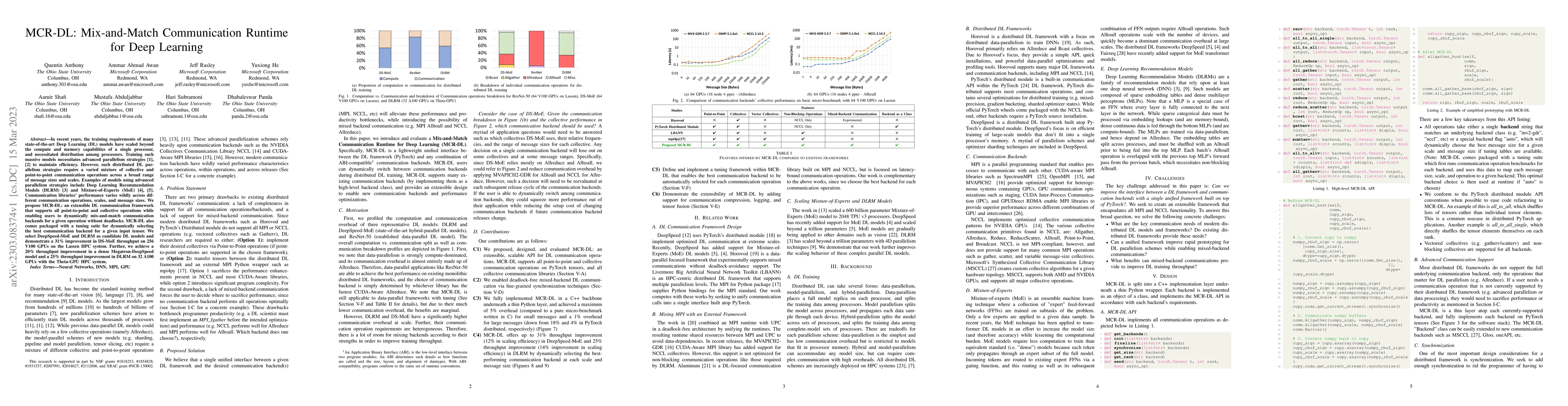 Thumbnail for MCR-DL: Mix-and-Match Communication Runtime for Deep Learning