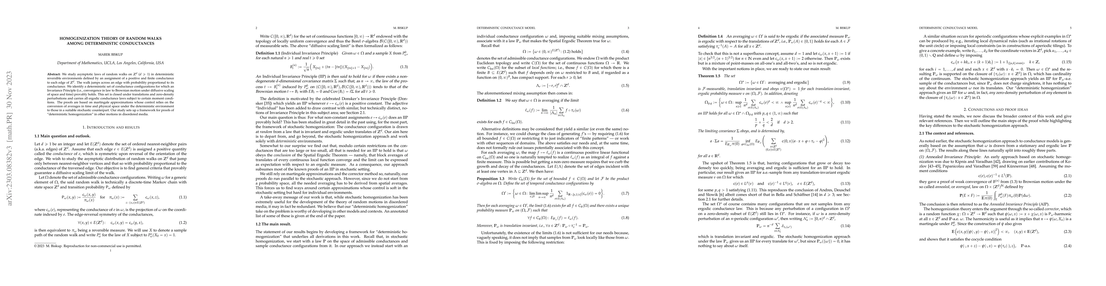 Thumbnail for Homogenization theory of random walks among deterministic conductances