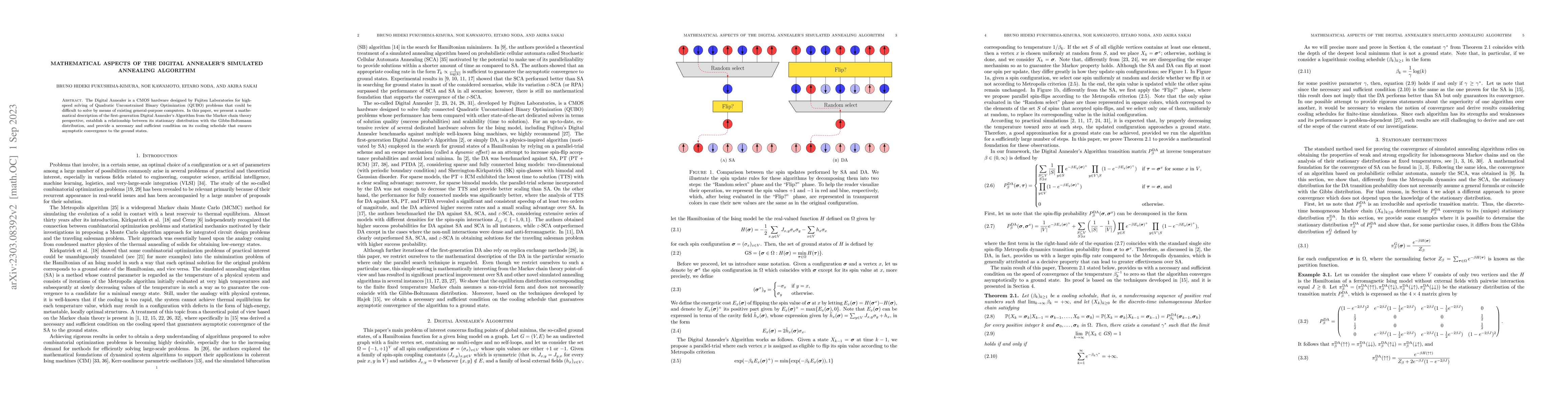 Thumbnail for Mathematical aspects of the Digital Annealer's simulated annealing
  algorithm