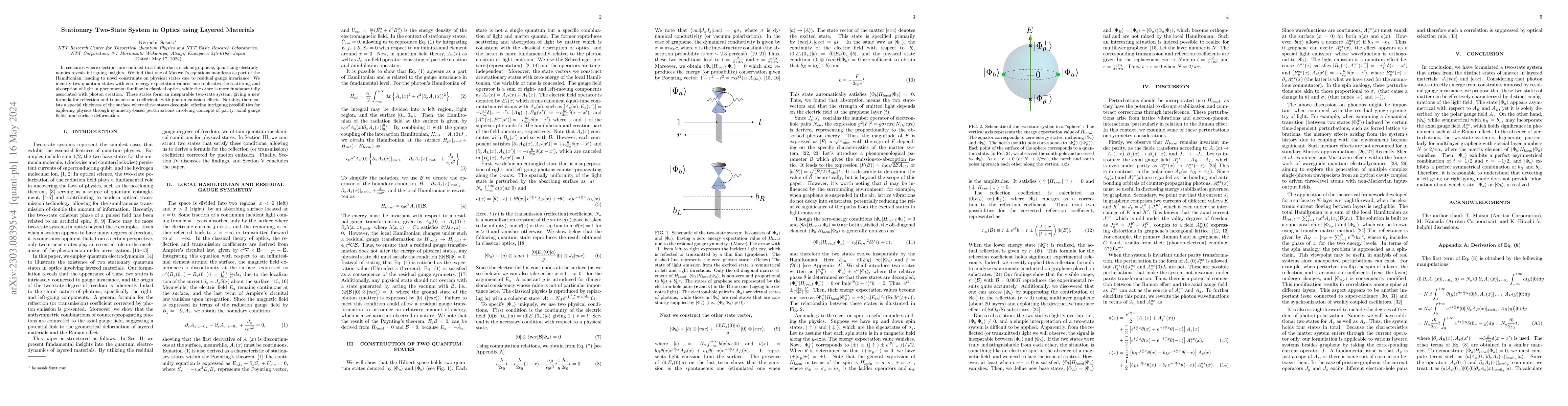 Thumbnail for Stationary Two-State System in Optics using Layered Materials