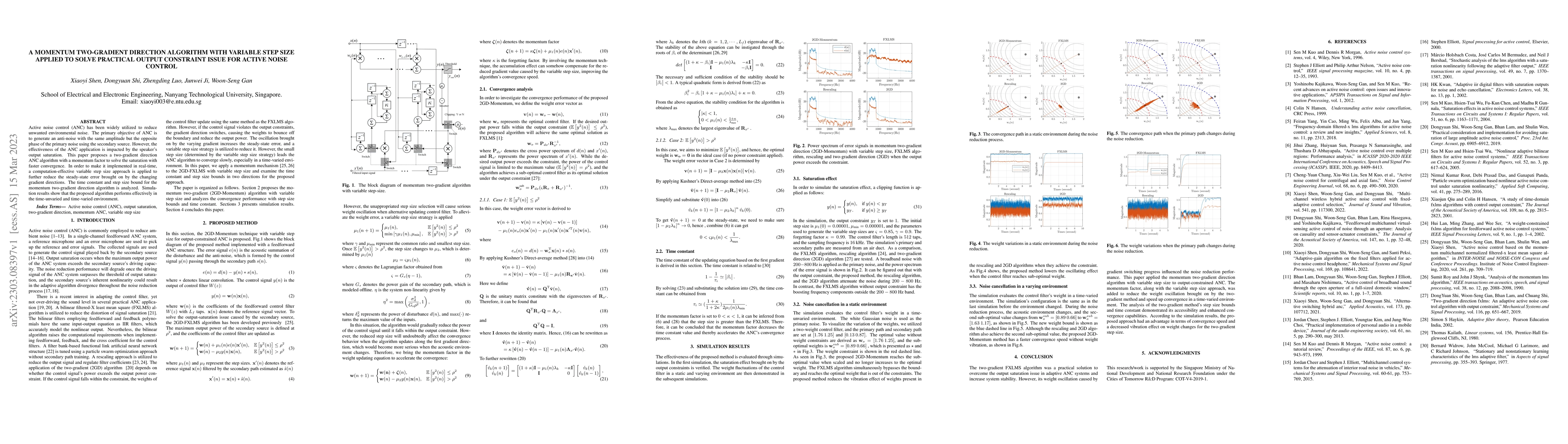 Thumbnail for A Momentum Two-gradient Direction Algorithm with Variable Step Size
  Applied to Solve Practical Output Constraint Issue for Active Noise Control