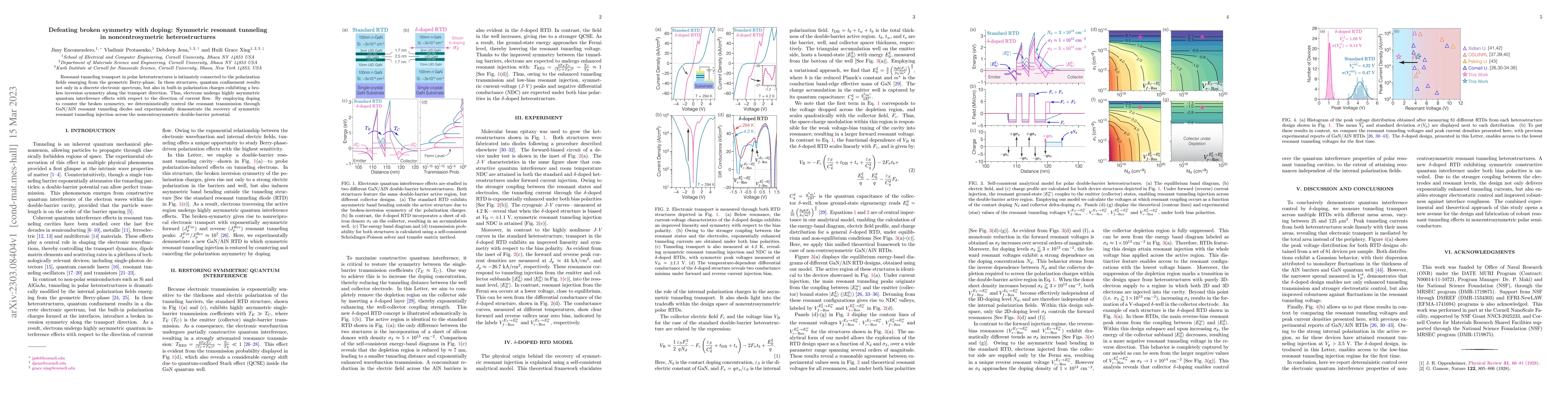 Thumbnail for Defeating Broken Symmetry with Doping: Symmetric Resonant Tunneling in
  Noncentrosymetric Heterostructures