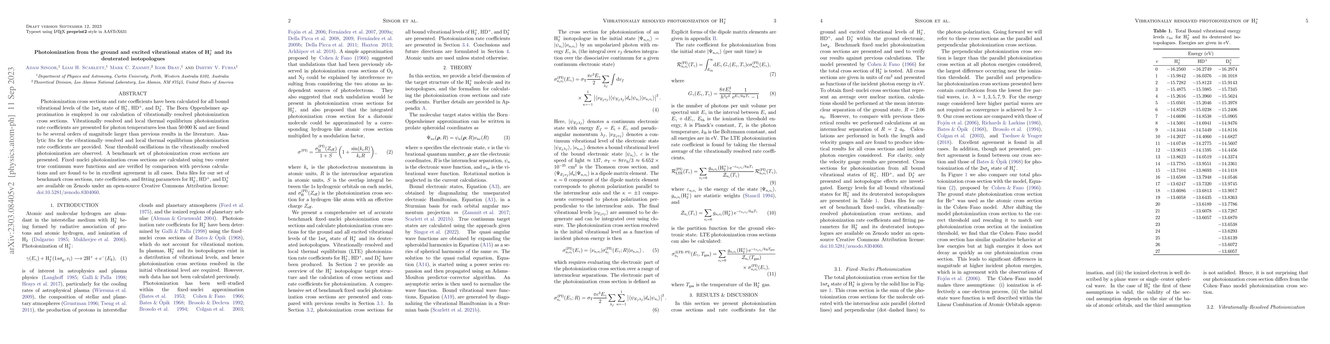 Thumbnail for Photoionization from the ground and excited vibrational states of H+2
  and its deuterated isotopologues