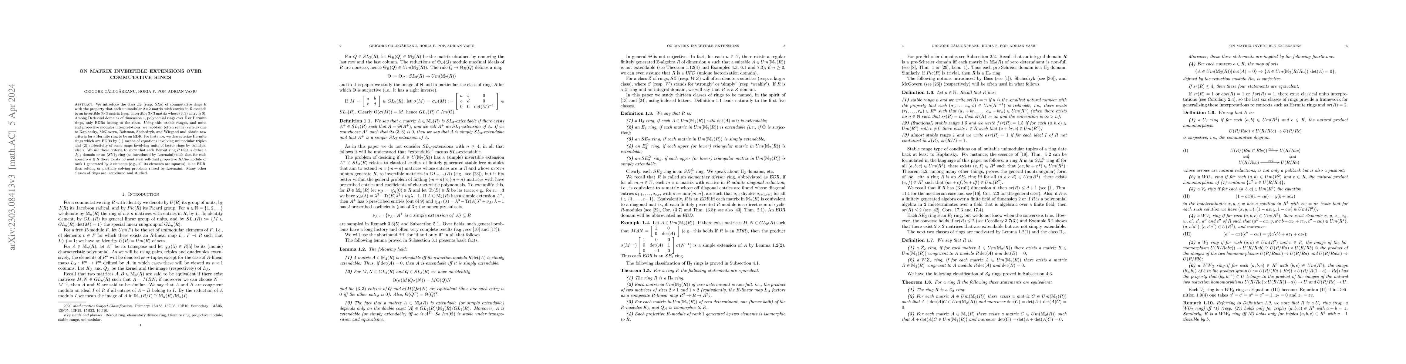 Thumbnail for On matrix invertible extensions over commutative rings