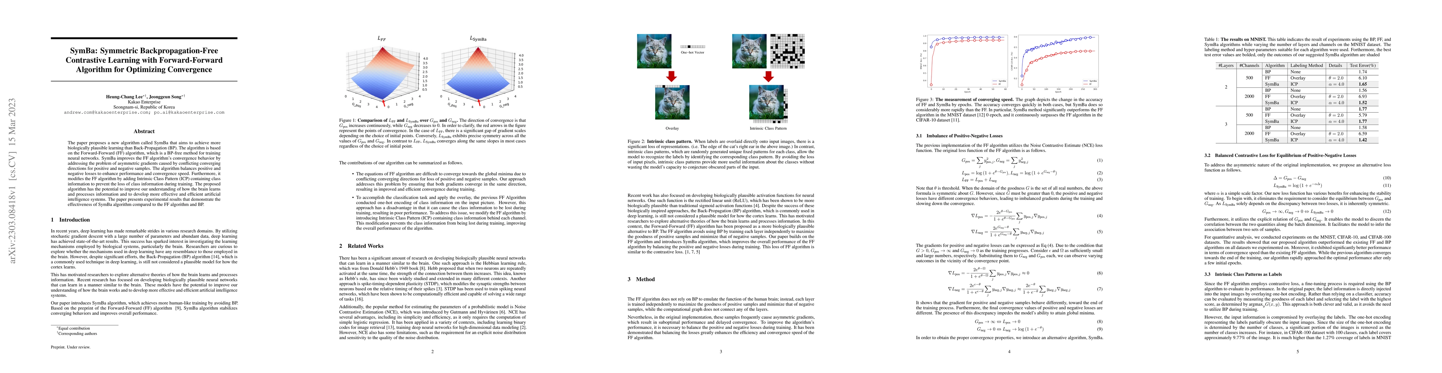 Thumbnail for SymBa: Symmetric Backpropagation-Free Contrastive Learning with
  Forward-Forward Algorithm for Optimizing Convergence
