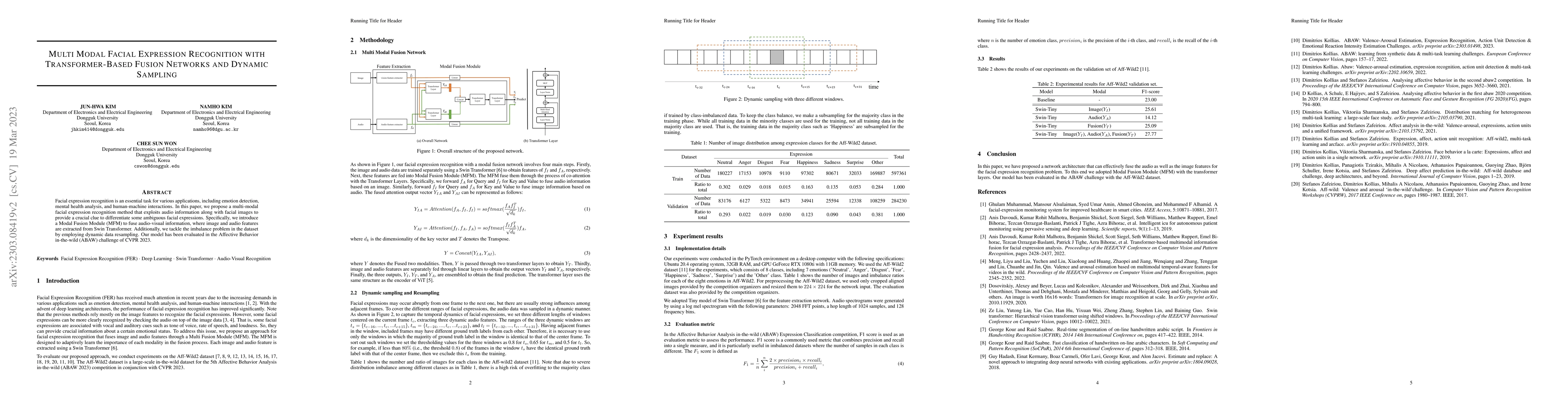 Thumbnail for Multi Modal Facial Expression Recognition with Transformer-Based Fusion
  Networks and Dynamic Sampling