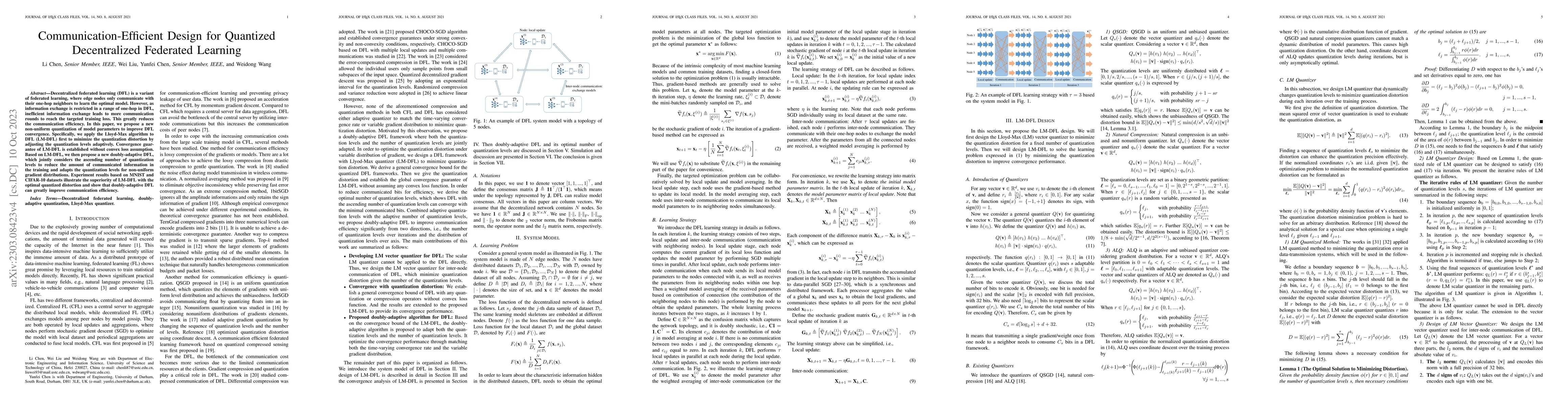 Thumbnail for Communication-Efficient Design for Quantized Decentralized Federated
  Learning