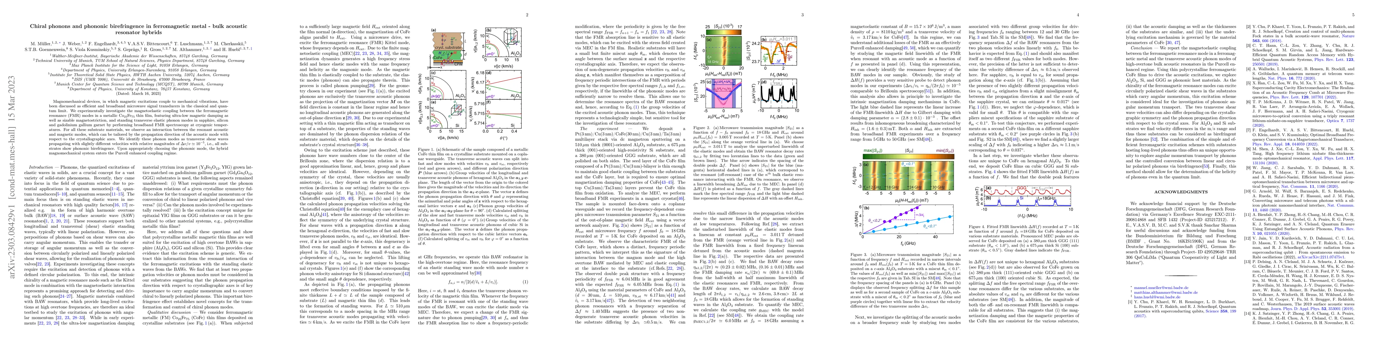 Thumbnail for Chiral phonons and phononic birefringence in ferromagnetic metal - bulk
  acoustic resonator hybrids