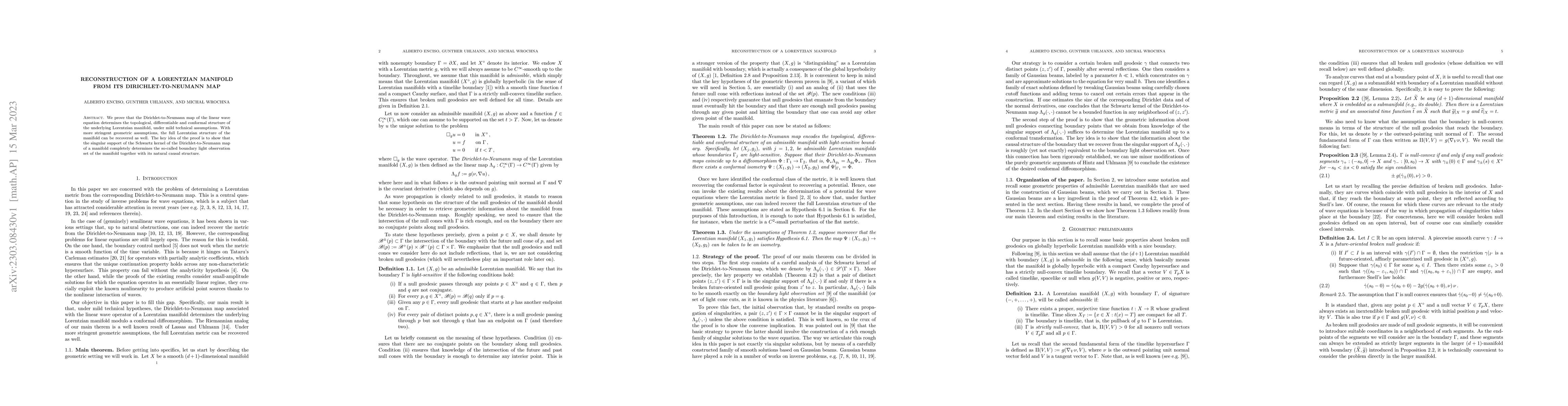 Thumbnail for Reconstruction of a Lorentzian manifold from its Dirichlet-to-Neumann
  map