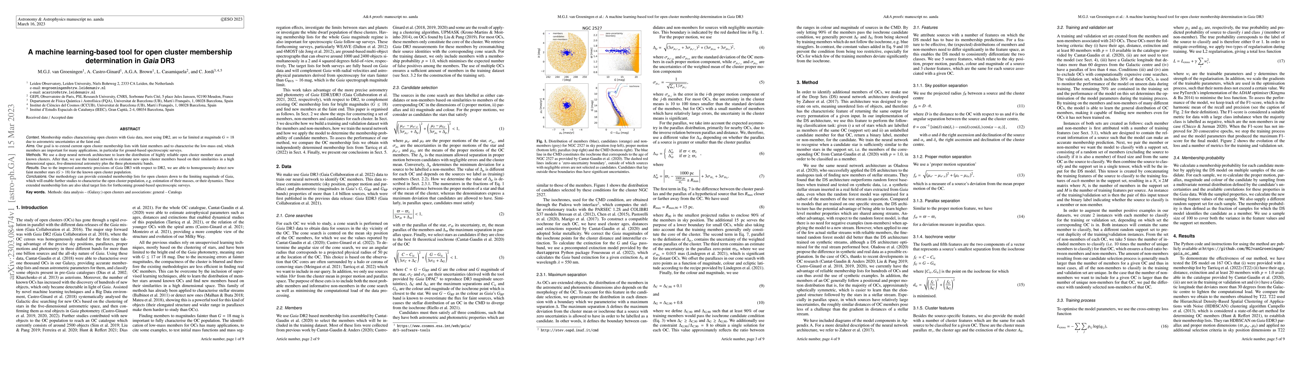 Thumbnail for A machine learning-based tool for open cluster membership determination
  in Gaia DR3
