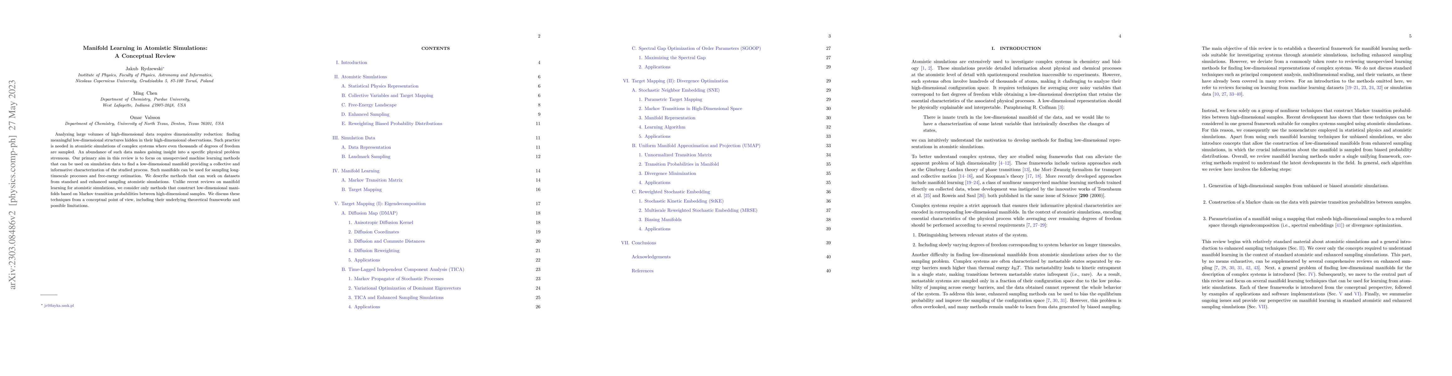Thumbnail for Manifold Learning in Atomistic Simulations: A Conceptual Review