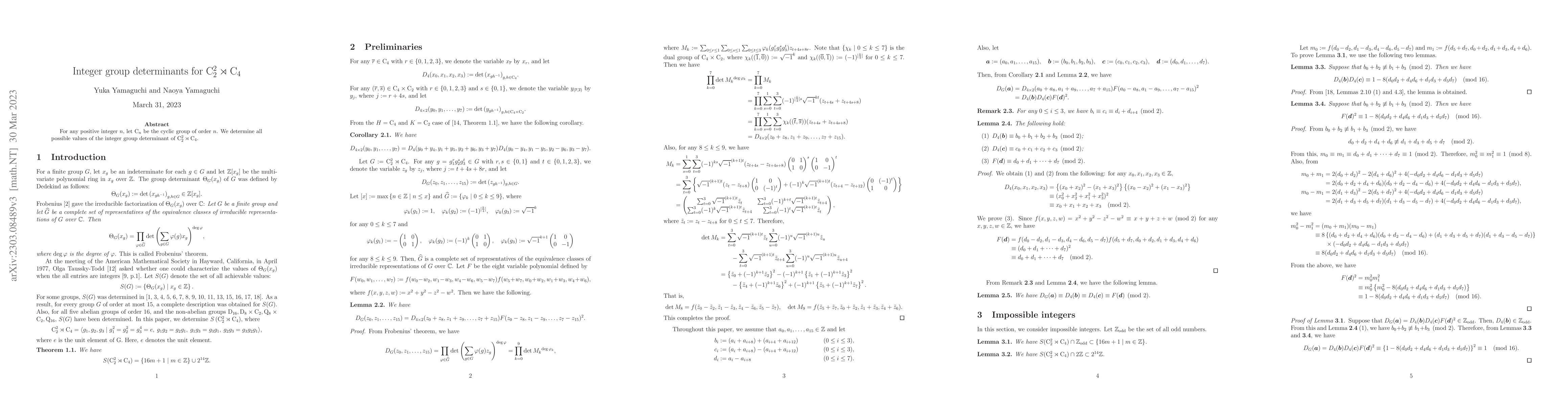 Thumbnail for Integer group determinants for ${\rm C}_{2}^{2} \rtimes {\rm C}_{4}$