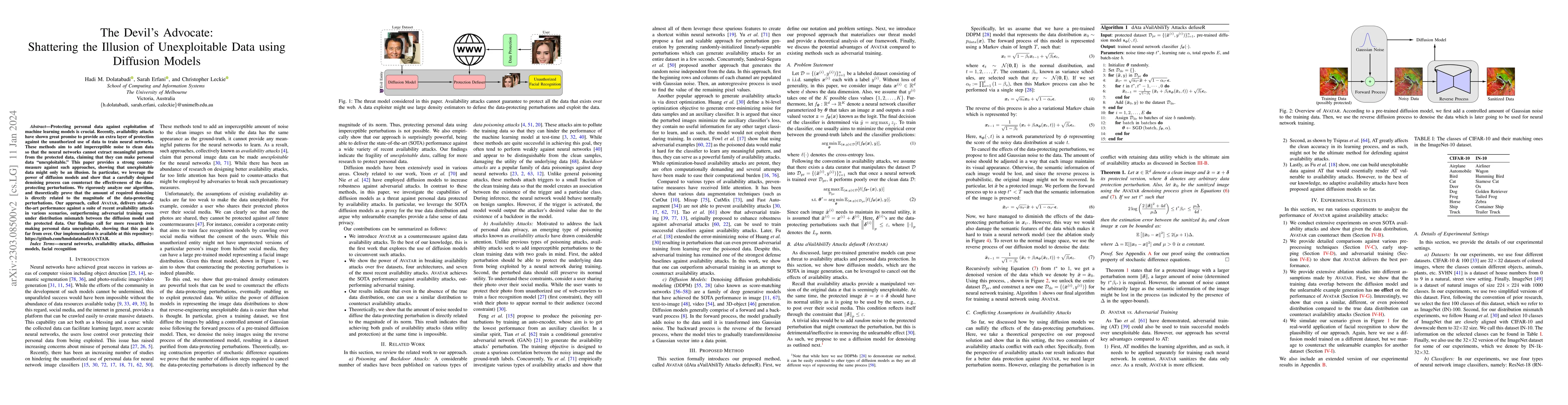 Thumbnail for The Devil's Advocate: Shattering the Illusion of Unexploitable Data
  using Diffusion Models