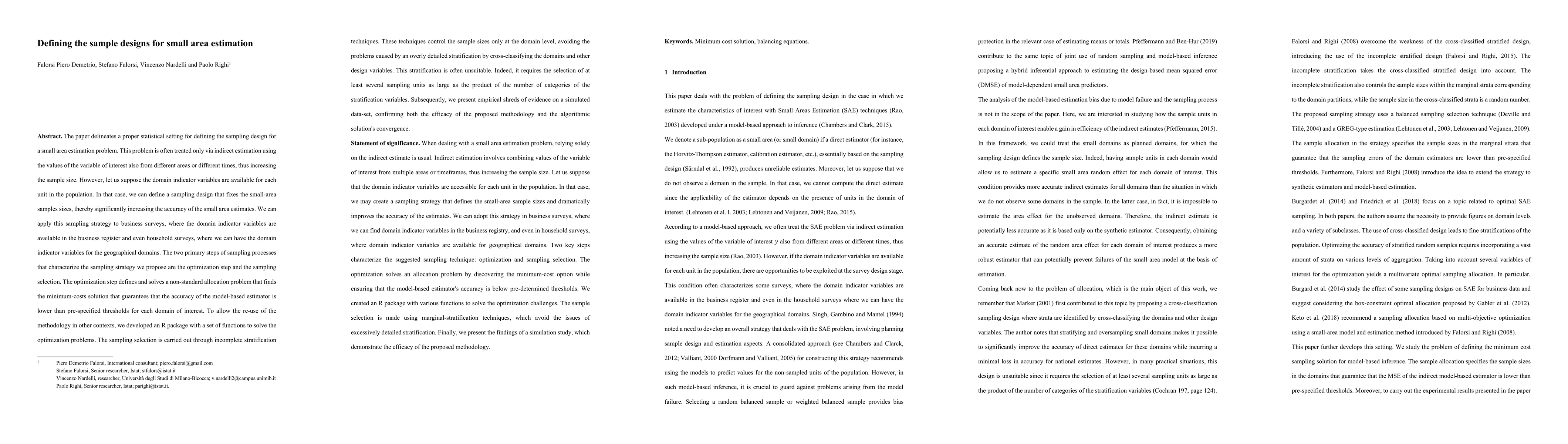 Thumbnail for Defining the sample designs for small area estimation