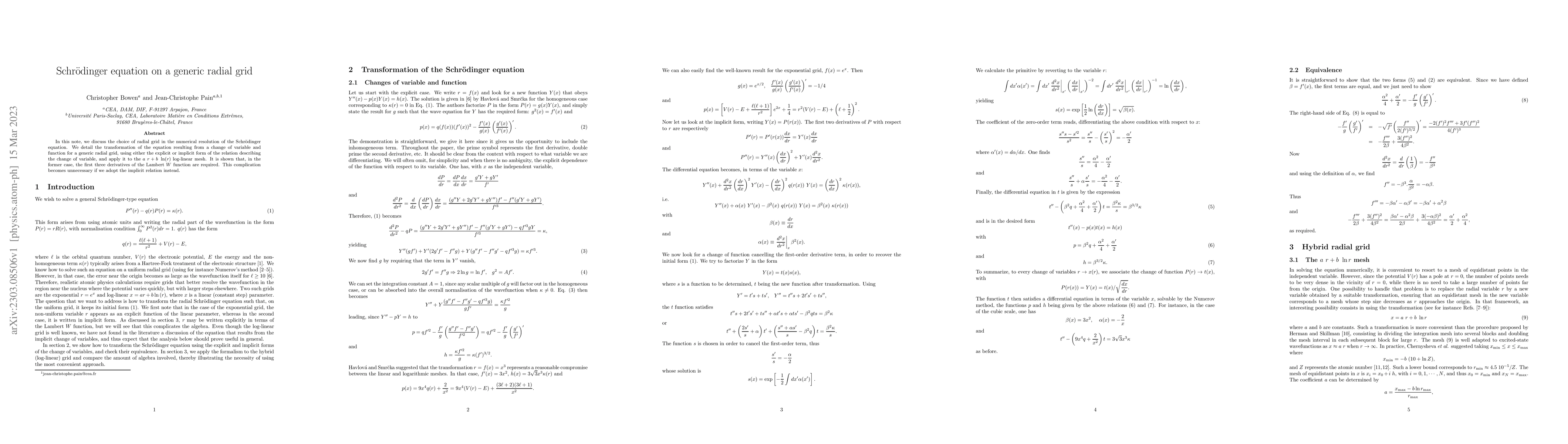 Thumbnail for Schroedinger equation on a generic radial grid
