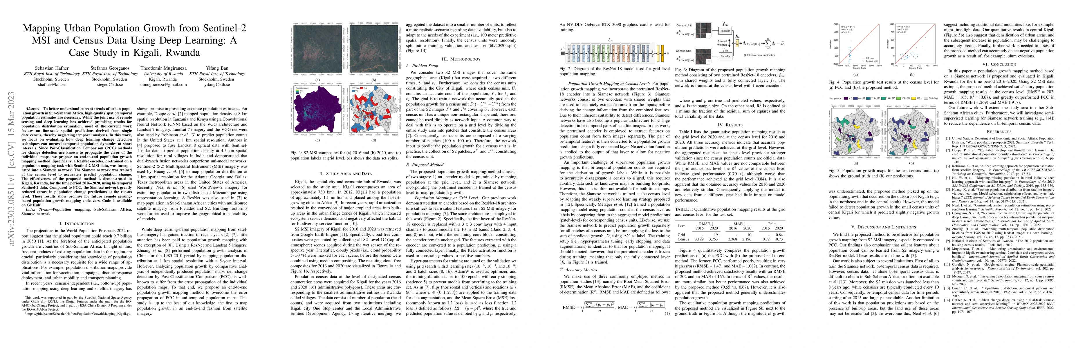 Thumbnail for Mapping Urban Population Growth from Sentinel-2 MSI and Census Data
  Using Deep Learning: A Case Study in Kigali, Rwanda