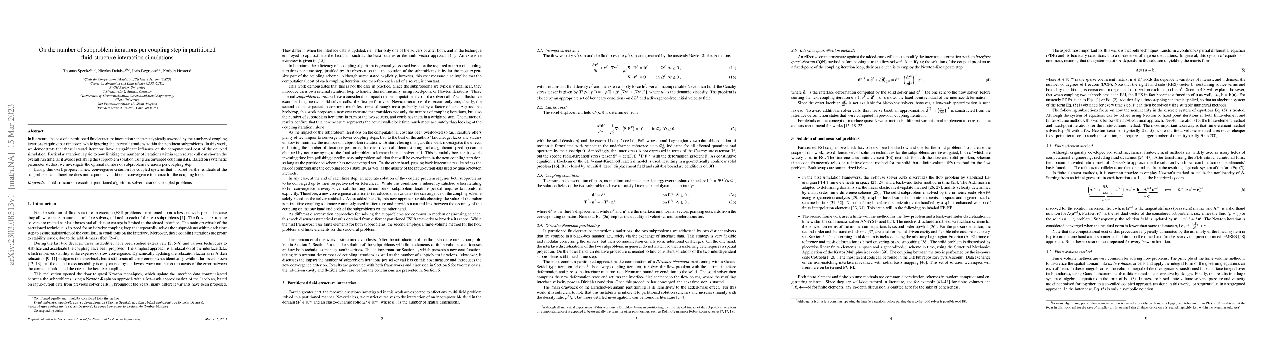 Thumbnail for On the number of subproblem iterations per coupling step in partitioned
  fluid-structure interaction simulations