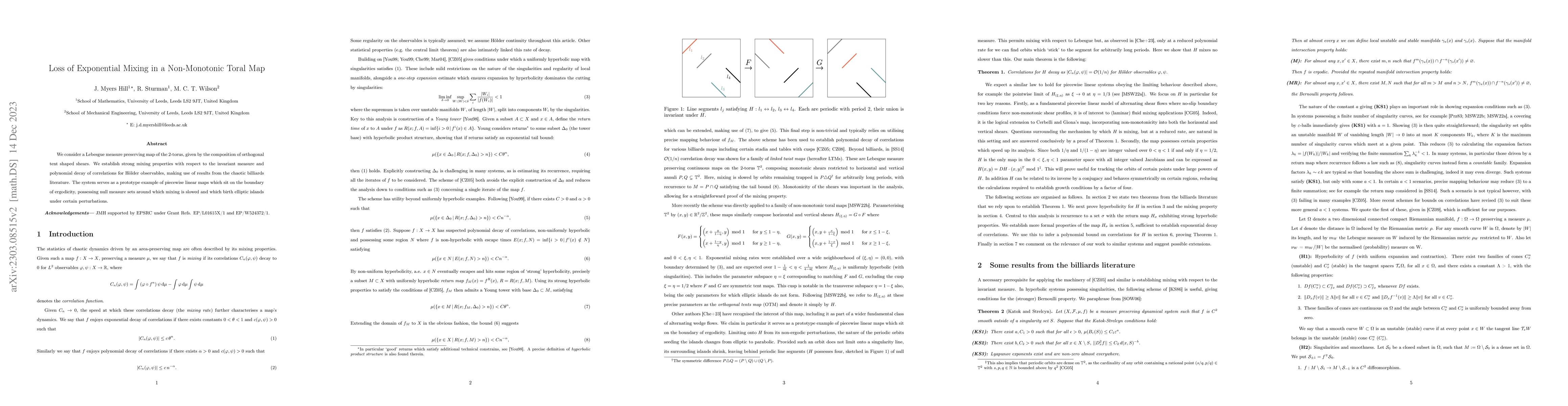 Thumbnail for Loss of Exponential Mixing in a Non-Monotonic Toral Map
