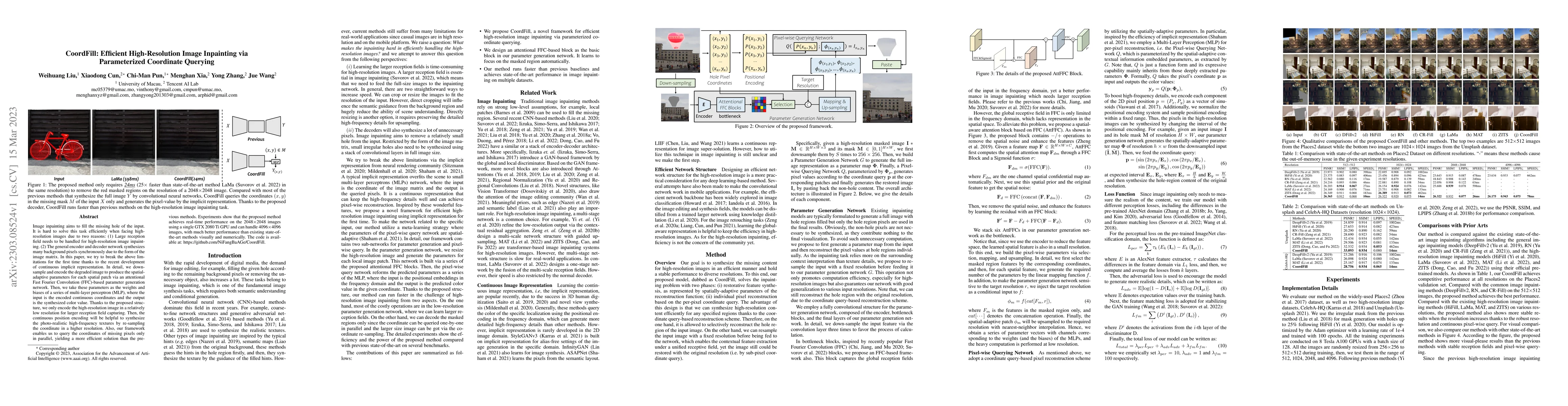 Thumbnail for CoordFill: Efficient High-Resolution Image Inpainting via Parameterized
  Coordinate Querying