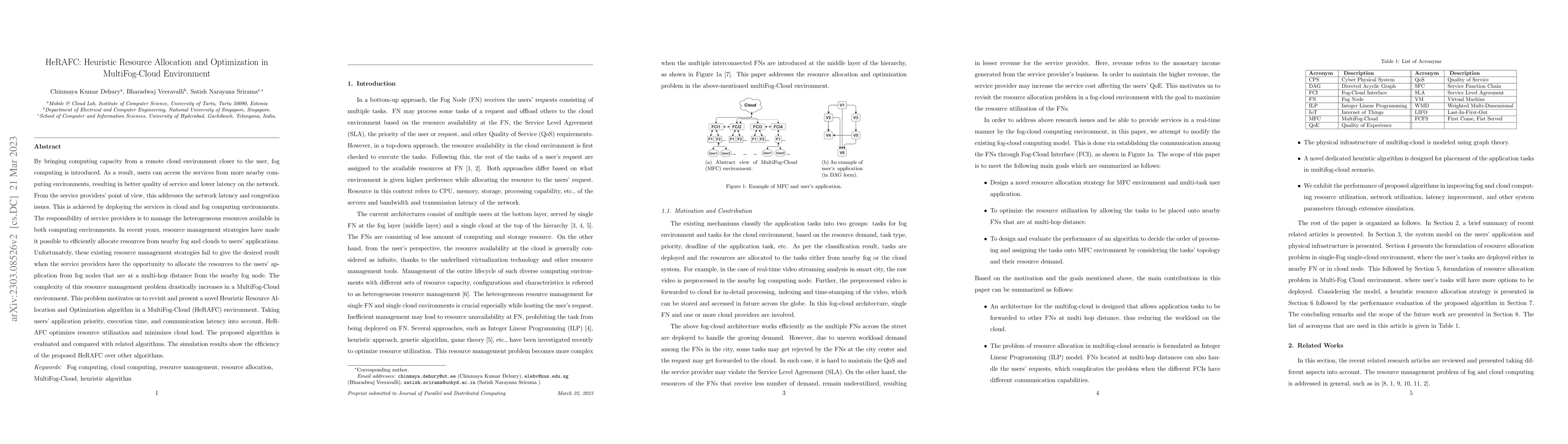 Thumbnail for HeRAFC: Heuristic Resource Allocation and Optimization in MultiFog-Cloud
  Environment
