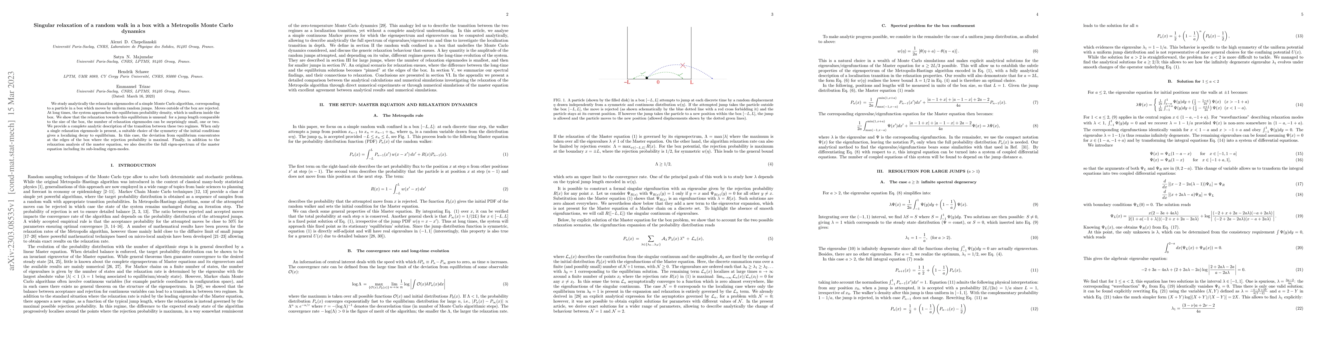 Thumbnail for Singular relaxation of a random walk in a box with a Metropolis Monte
  Carlo dynamics