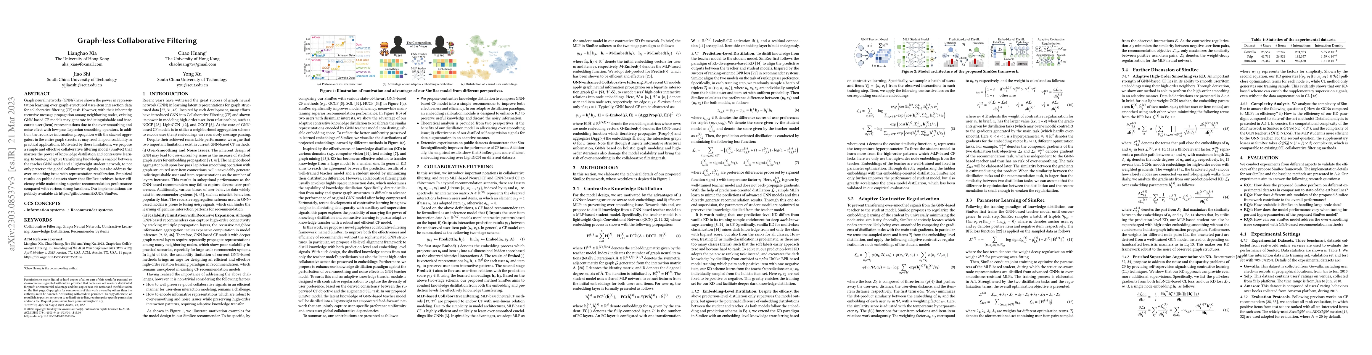 Thumbnail for Graph-less Collaborative Filtering