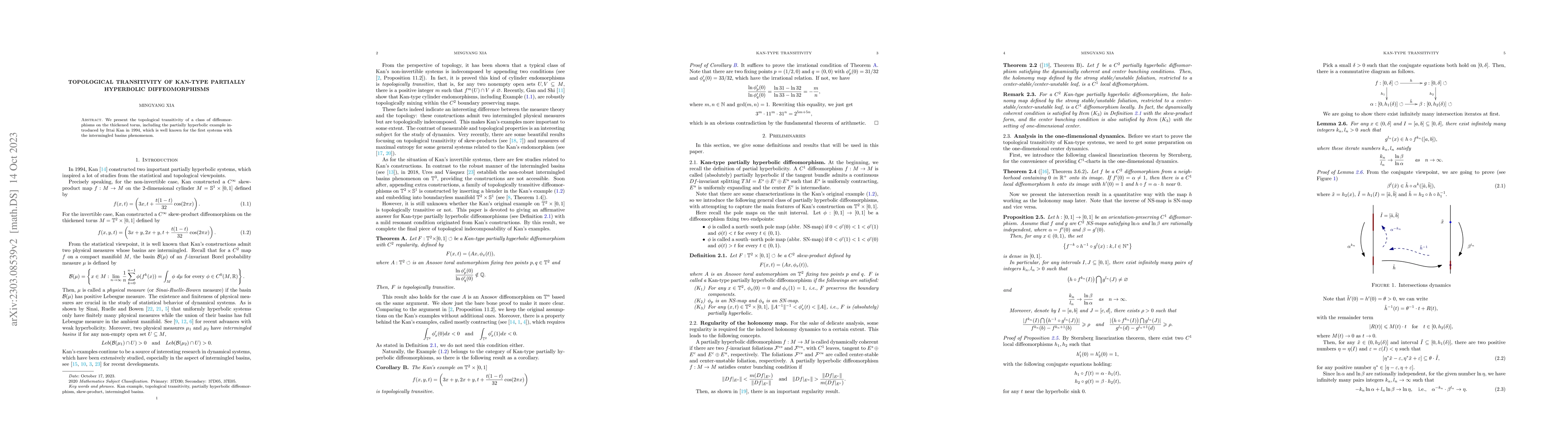 Thumbnail for Topological transitivity of Kan-type partially hyperbolic
  diffeomorphisms