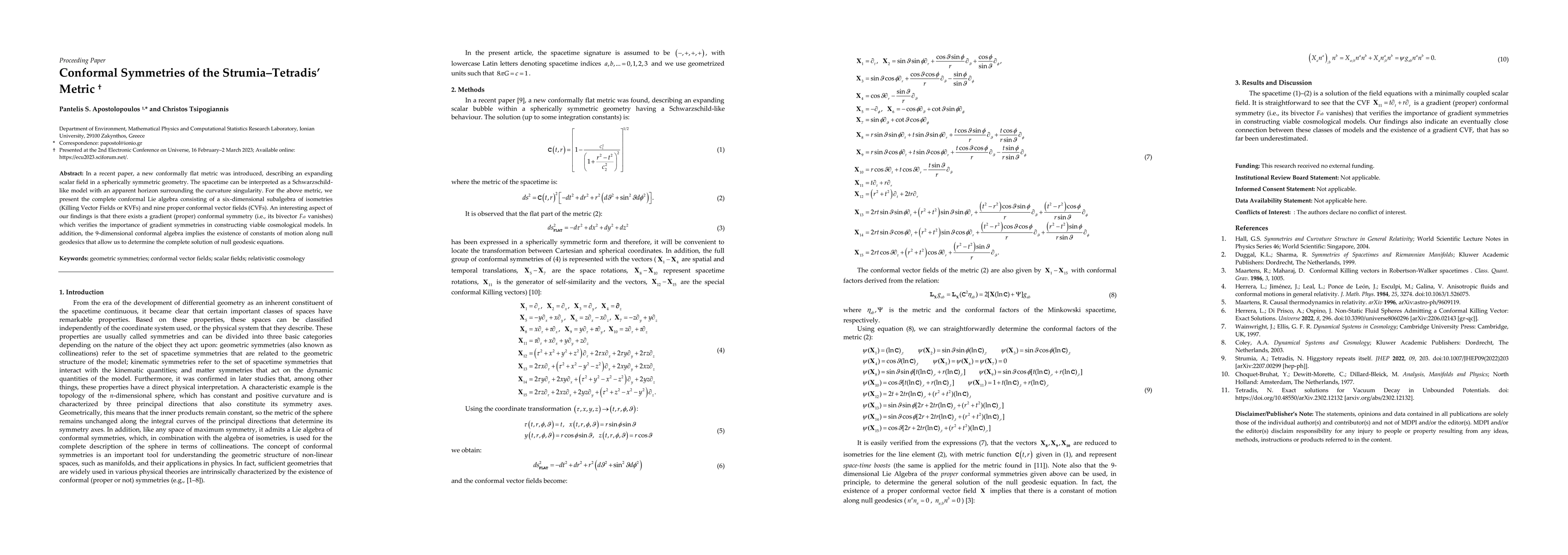 Thumbnail for Conformal Symmetries of the Strumia and Tetradis Metric
