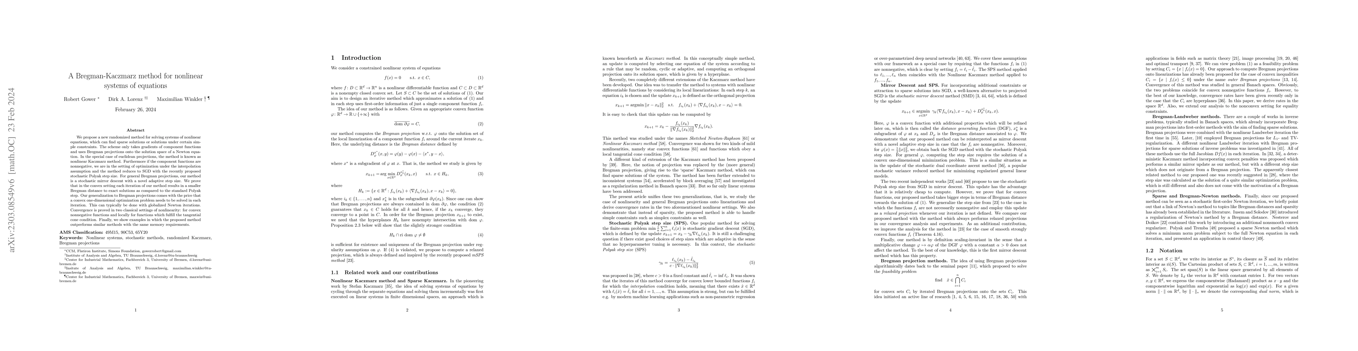 Thumbnail for A Bregman-Kaczmarz method for nonlinear systems of equations