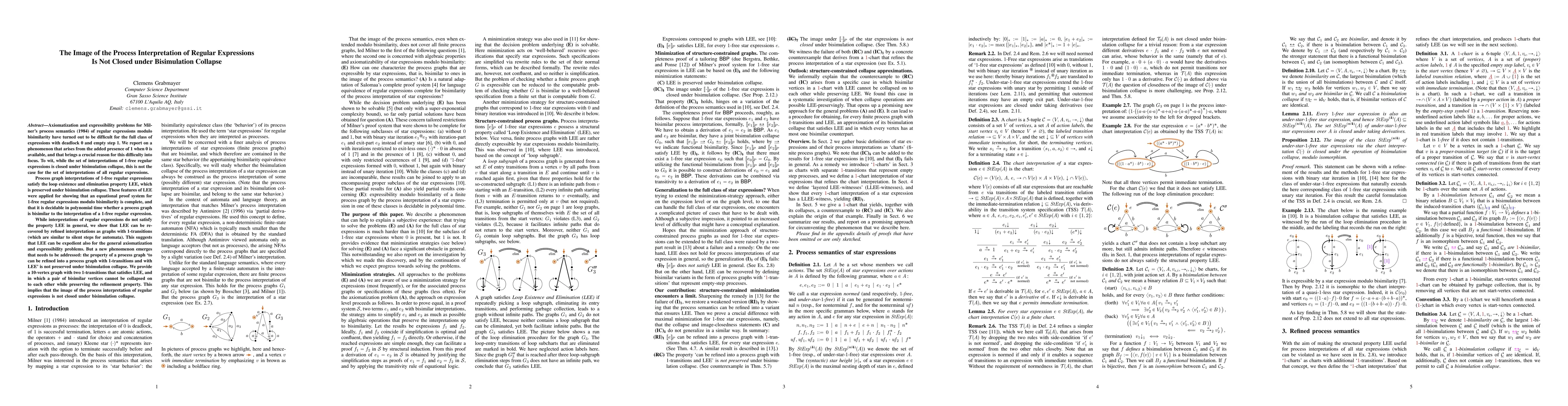 Thumbnail for The Image of the Process Interpretation of Regular Expressions is Not
  Closed under Bisimulation Collapse