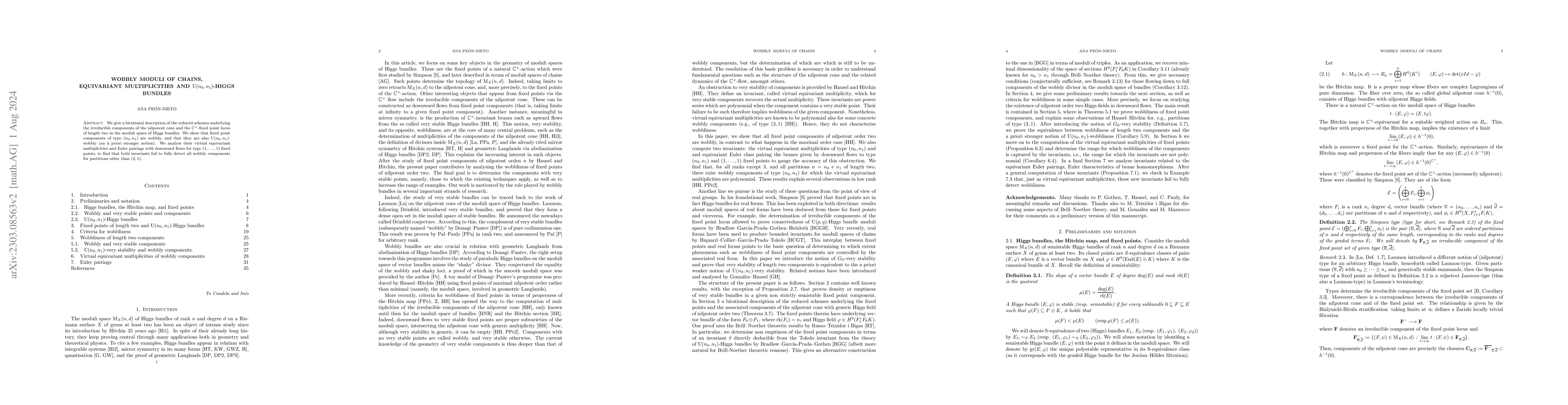 Thumbnail for Wobbly moduli of chains, equivariant multiplicities and
  $\mathrm{U}(n_0,n_1)$-Higgs bundles