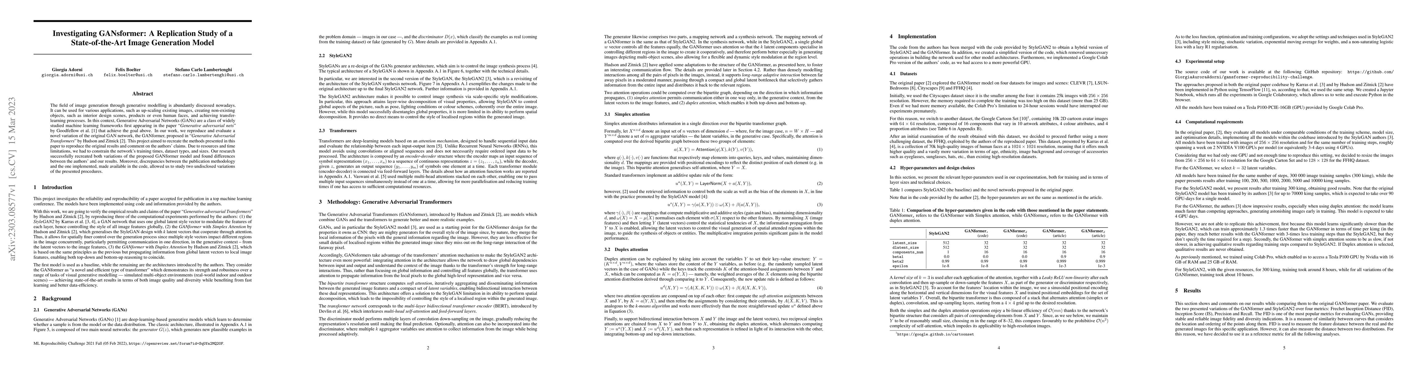 Thumbnail for Investigating GANsformer: A Replication Study of a State-of-the-Art
  Image Generation Model