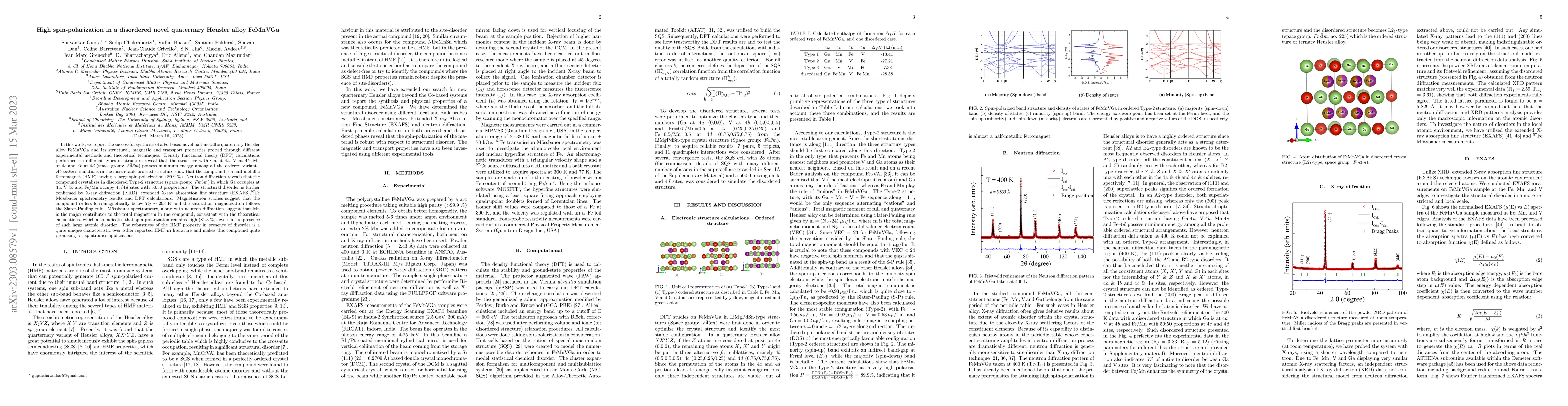 Thumbnail for High spin-polarization in a disordered novel quaternary Heusler alloy
  FeMnVGa
