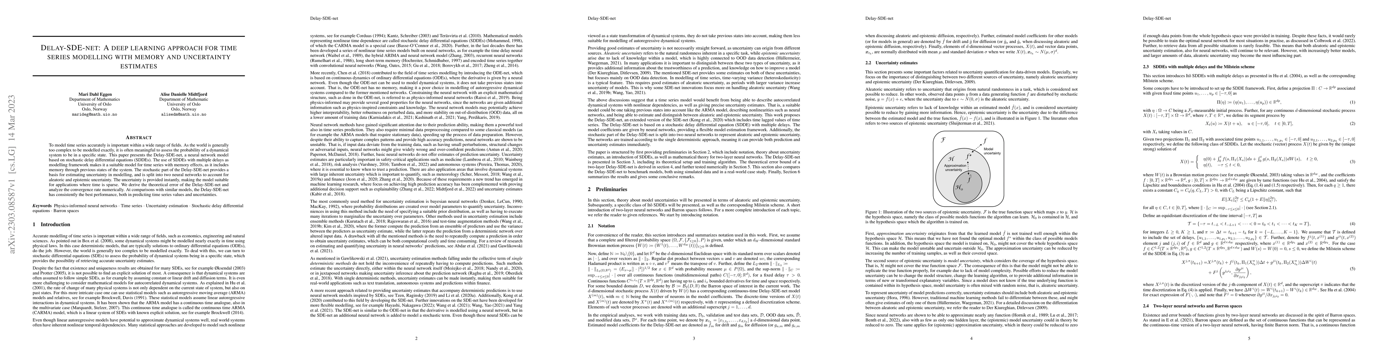 Thumbnail for Delay-SDE-net: A deep learning approach for time series modelling with
  memory and uncertainty estimates