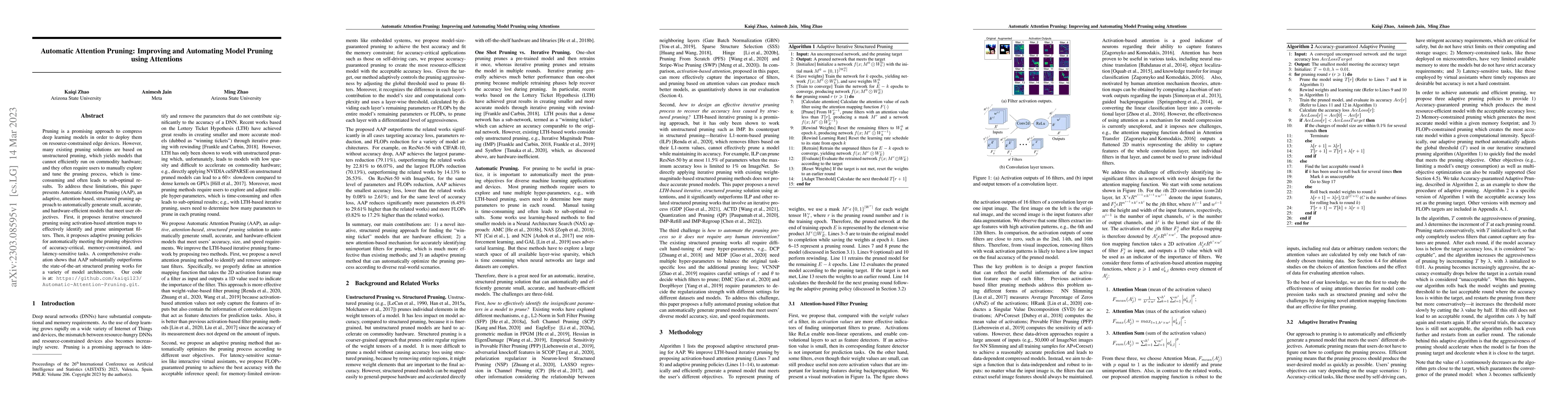 Thumbnail for Automatic Attention Pruning: Improving and Automating Model Pruning
  using Attentions