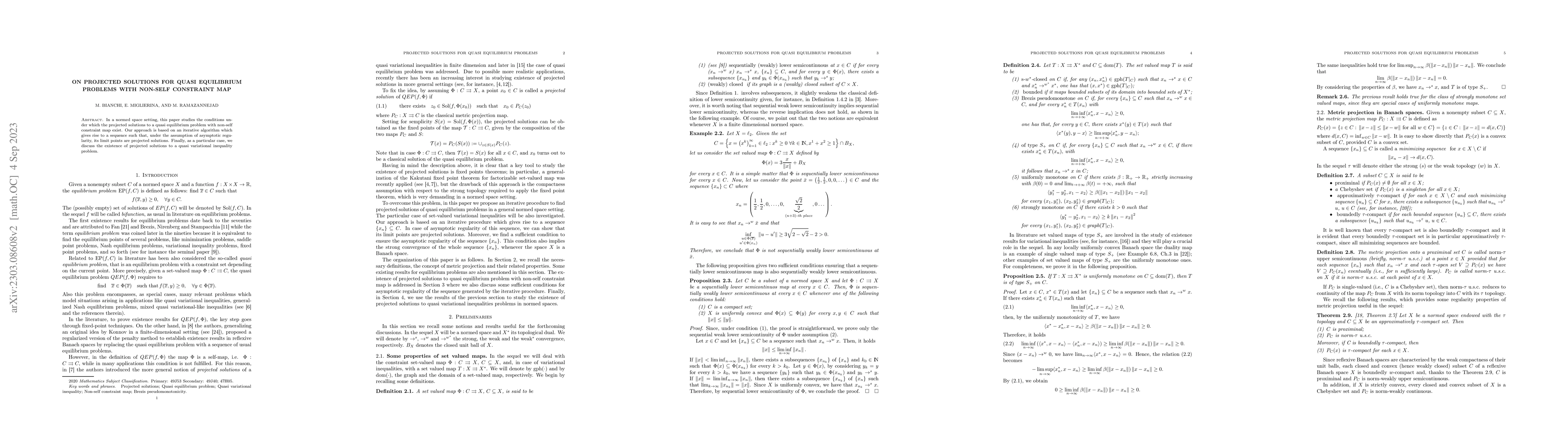Thumbnail for On Projected Solutions for Quasi Equilibrium Problems with Non-self
  Constraint Map
