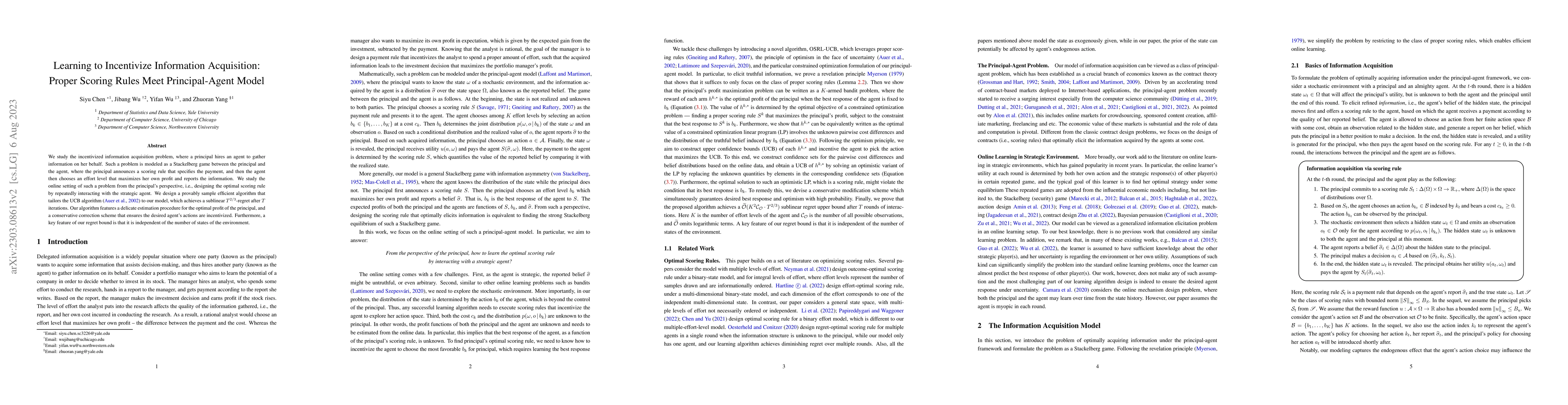 Thumbnail for Learning to Incentivize Information Acquisition: Proper Scoring Rules
  Meet Principal-Agent Model