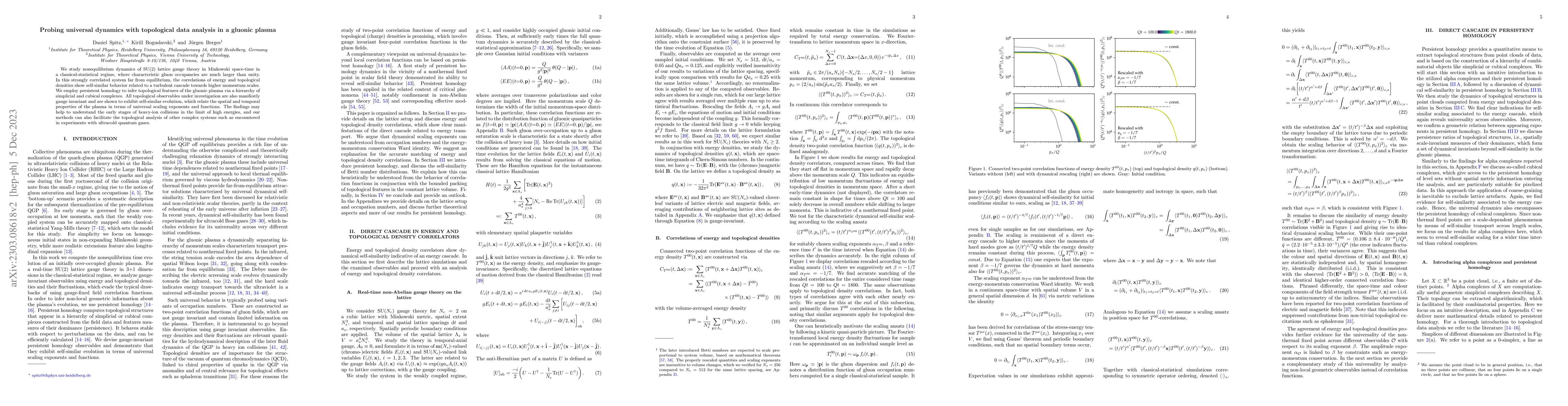 Thumbnail for Probing universal dynamics with topological data analysis in a gluonic
  plasma