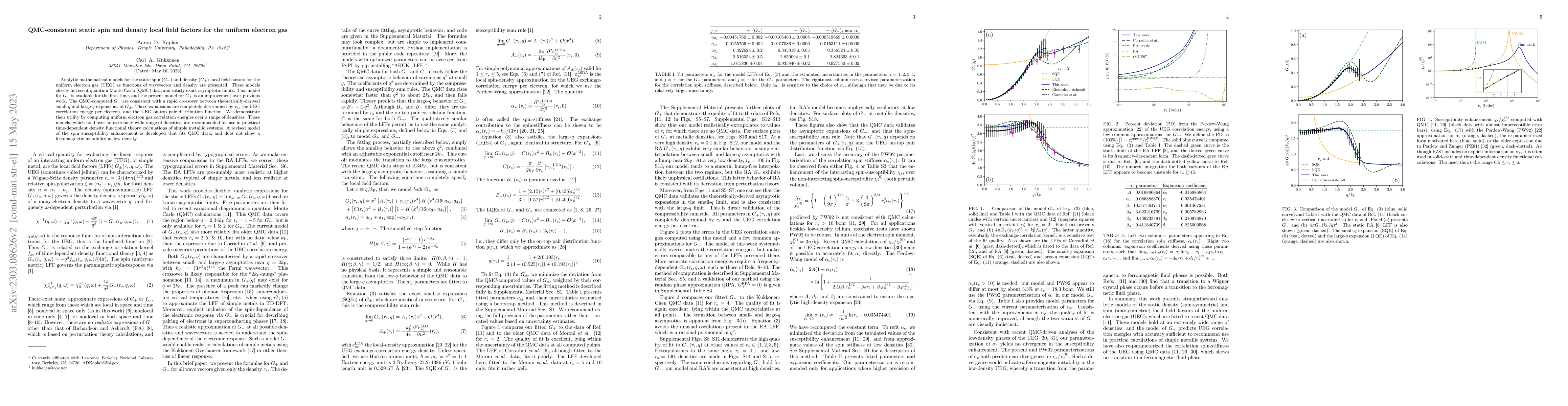 Thumbnail for QMC-consistent static spin and density local field factors for the
  uniform electron gas
