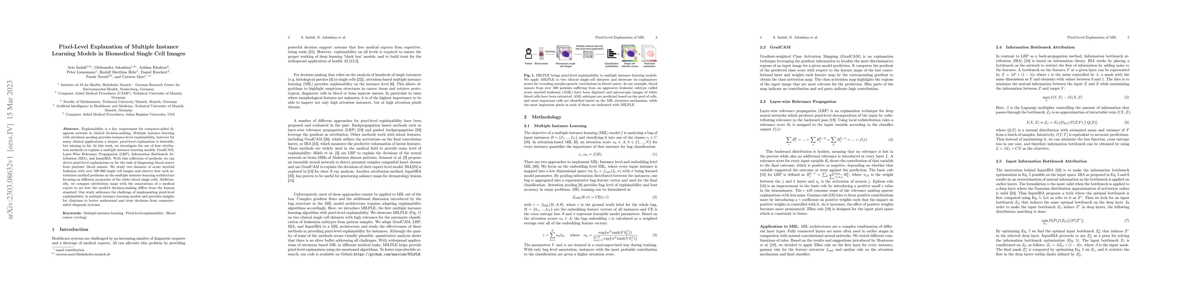 Thumbnail for Pixel-Level Explanation of Multiple Instance Learning Models in
  Biomedical Single Cell Images