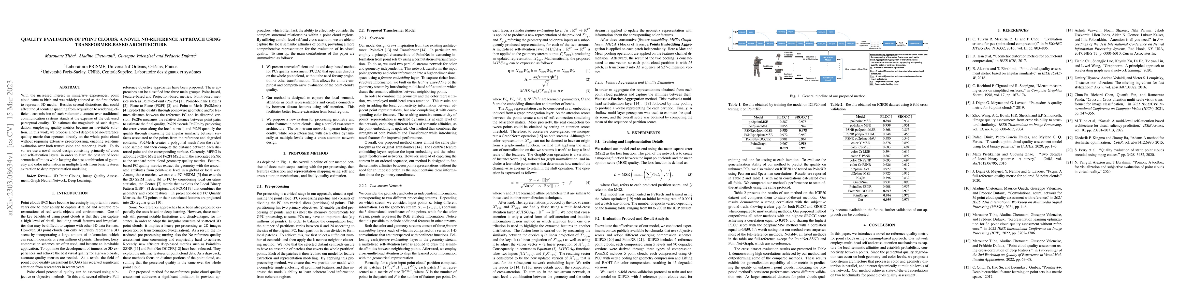 Thumbnail for Quality evaluation of point clouds: a novel no-reference approach using
  transformer-based architecture