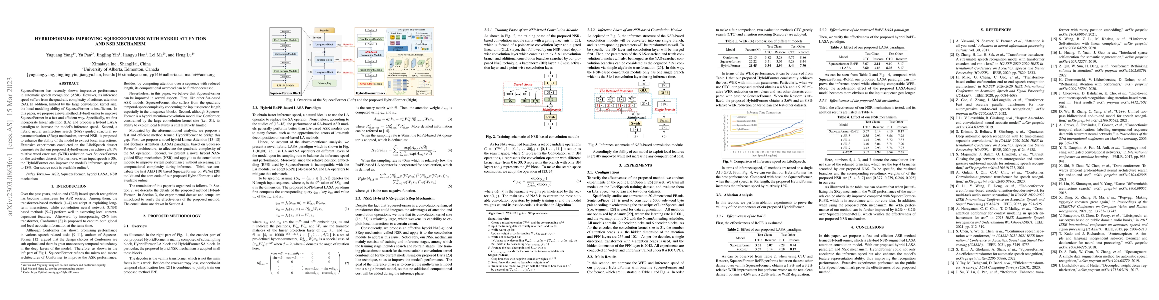 Thumbnail for HYBRIDFORMER: improving SqueezeFormer with hybrid attention and NSR
  mechanism