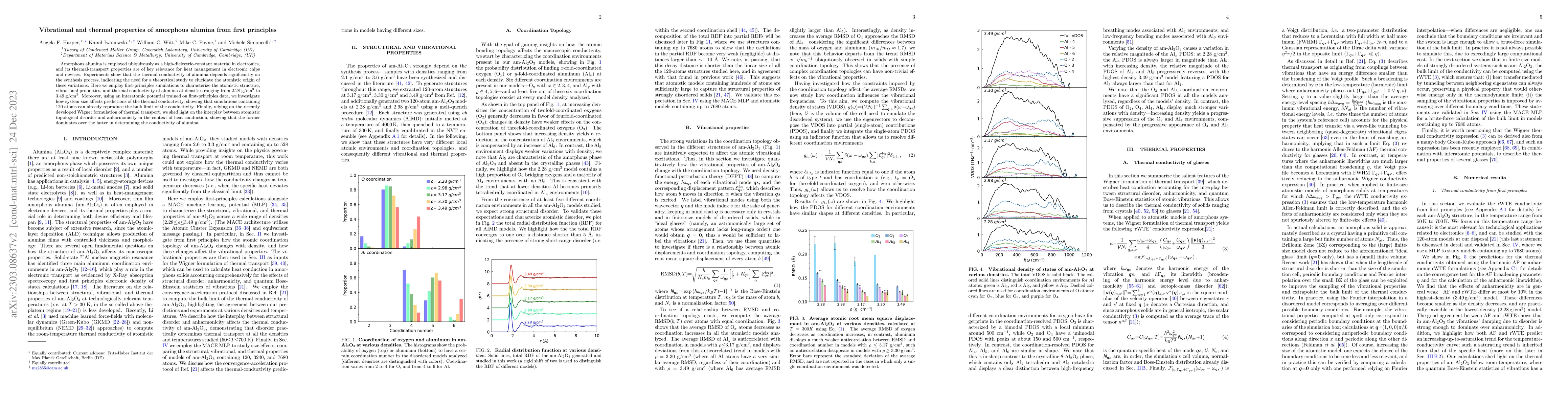 Thumbnail for Vibrational and thermal properties of amorphous alumina from first
  principles