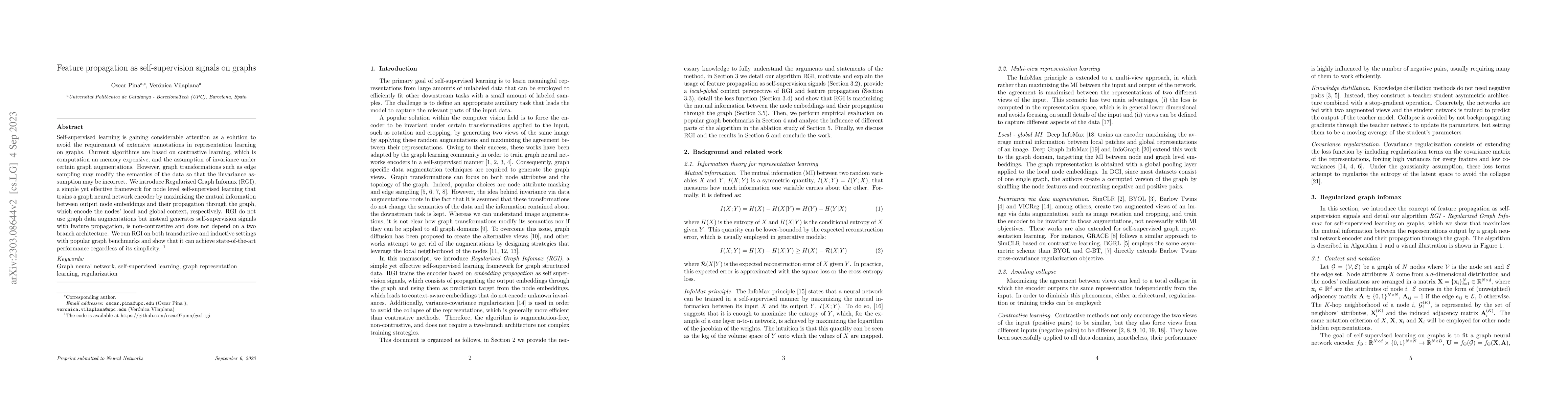 Thumbnail for Feature propagation as self-supervision signals on graphs