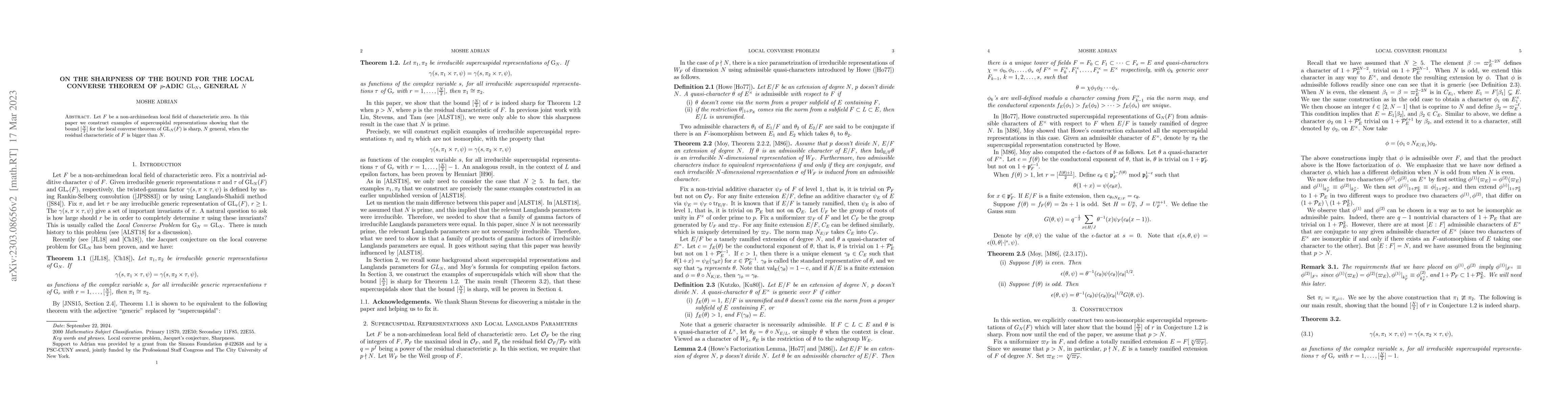 Thumbnail for On the sharpness of the bound for the local converse theorem of p-adic
  GL_N, general N
