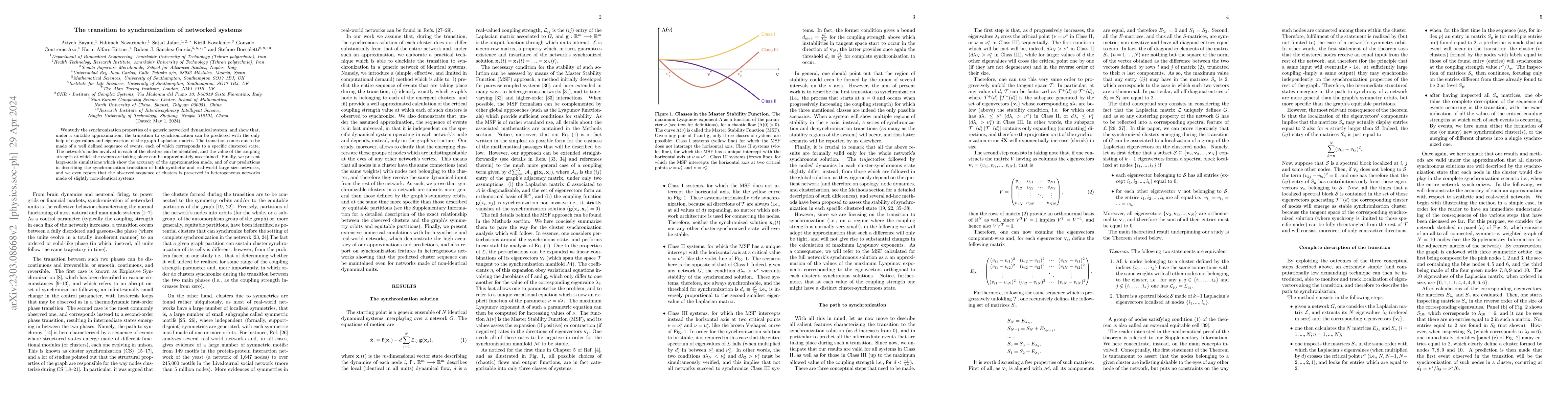 Thumbnail for The transition to synchronization of networked systems