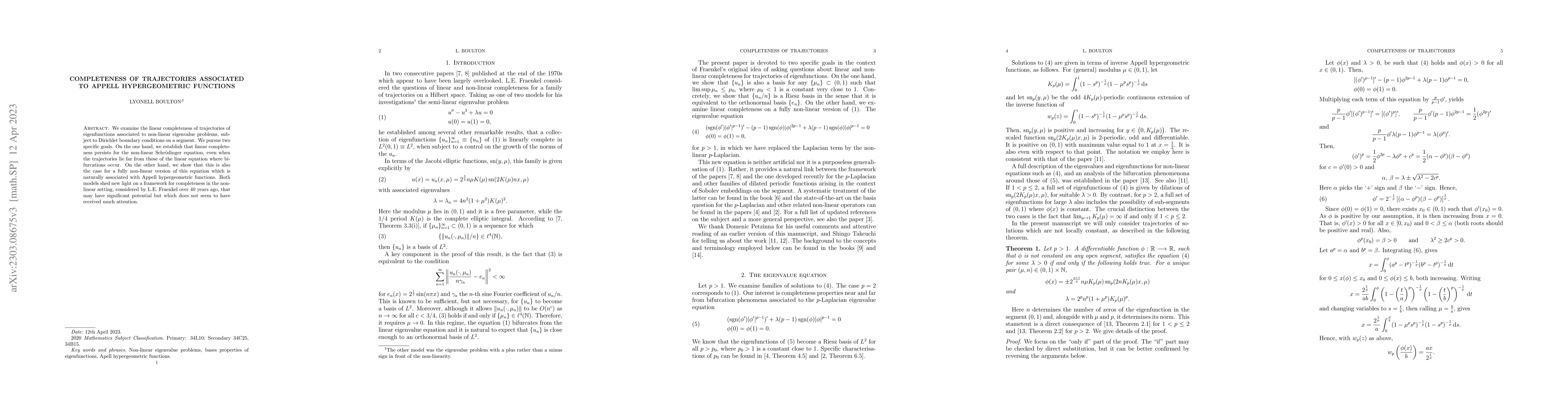 Thumbnail for Completeness of trajectories associated to Appell hypergeometric
  functions